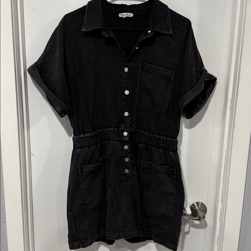 White Birch button up denim skort dress
